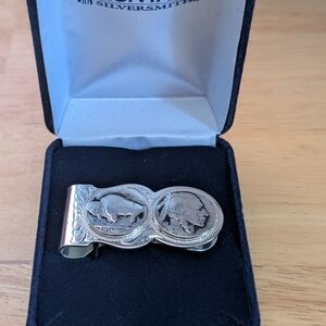 Montana Silversmiths Silver Money Clip with Buffalo and Portrait